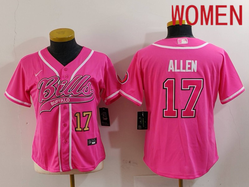 Women Buffalo Bills 17 Allen Pink Joint Name 2024 Nike Limited NFL Jersey style 9121